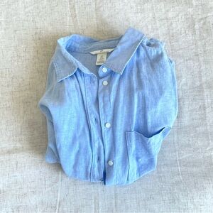 H&m Light Blue Button-Up Linen Shirt